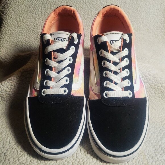 VANS Women's Ward Low Black/White/Multi (Salmon)Tie Dye Sneakers - Size .7.5 - Picture 2 of 9